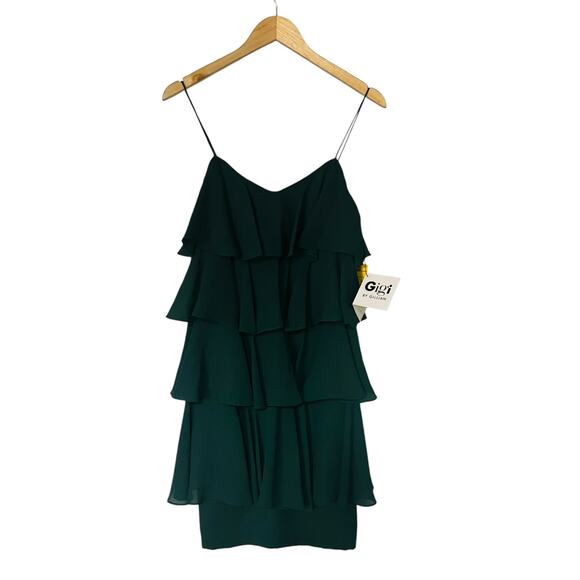 Gigi By Gillian Green Layered Spagetti Strap Dress Size 6 NWT - Picture 1 of 7